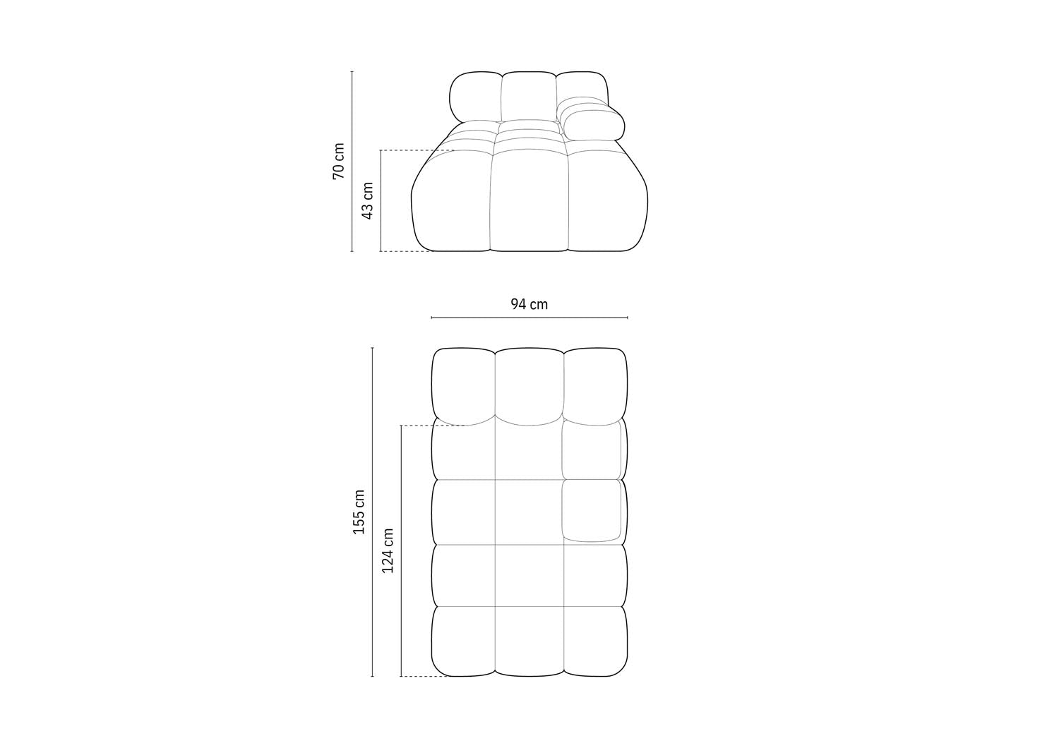 Bellis Boucle Sofa Chaise Lounge rechts 1 Sitz 94cm in Sand präsentiert im Onlineshop von KAQTU Design AG. L-Sofa rechts ist von Micadoni