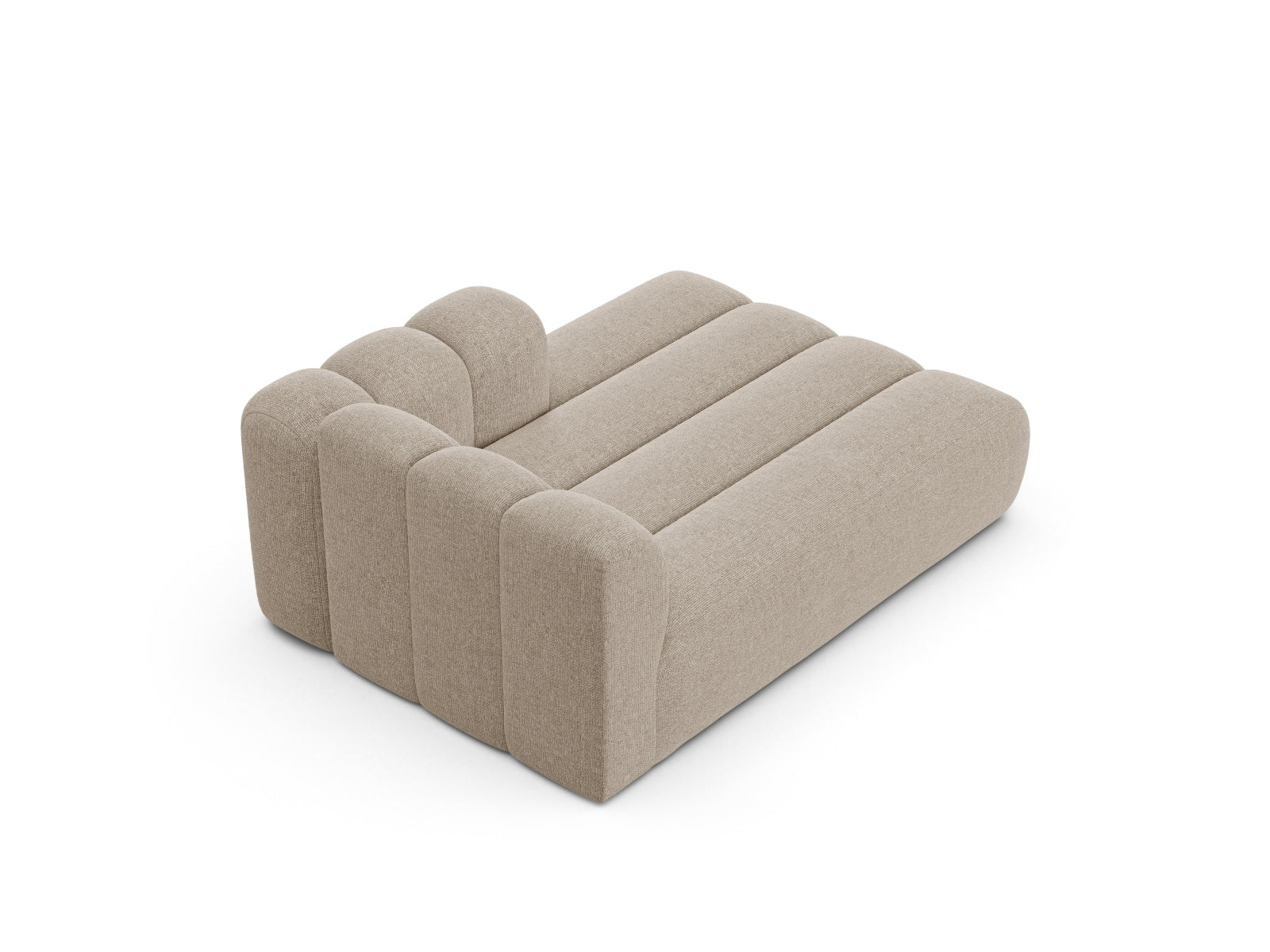 Moderne Lupine Chaise Longue rechts für 2 Personen in edlem Dunkelbeige, perfekt für stilvolle und gemütliche Wohnbereiche.