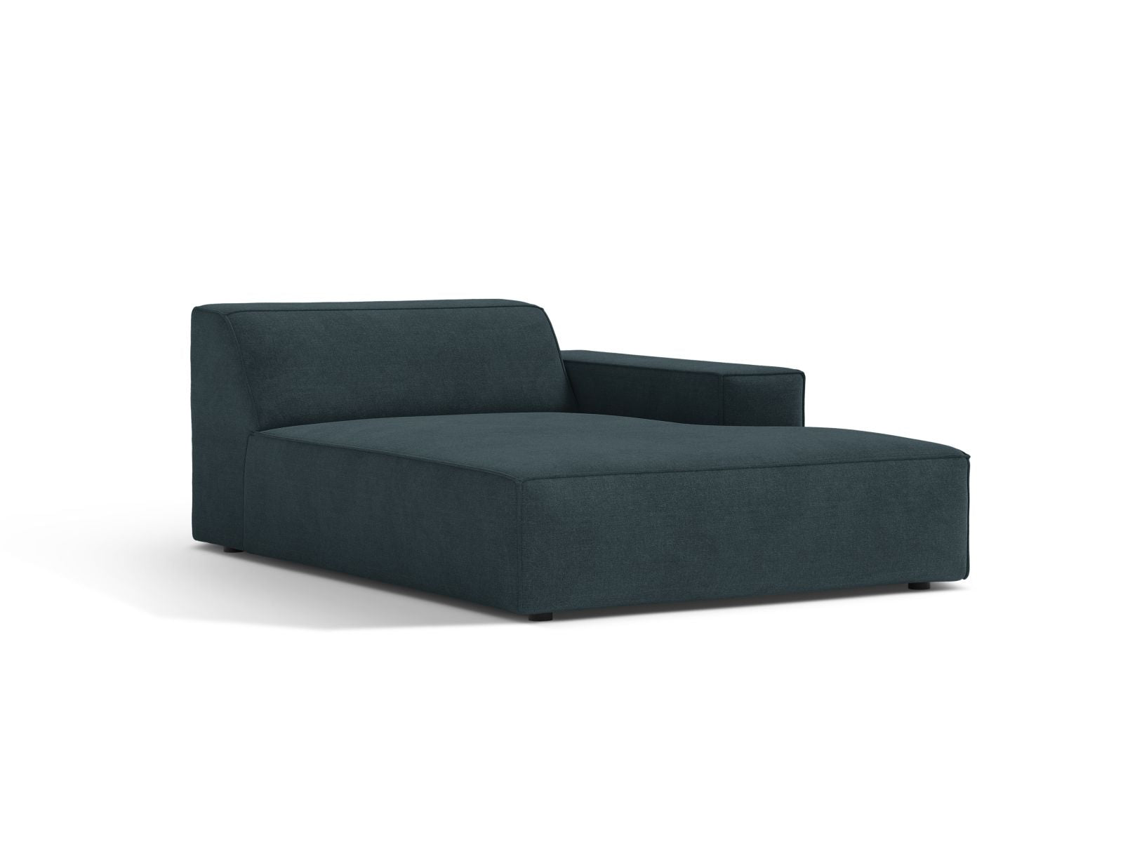 Elegante 1-Sitzer Chaise Longue Rechts Jodie in tiefem Petrol, ideal für stilvolle Wohnräume. Teil des modularen Sofas von Micadoni.