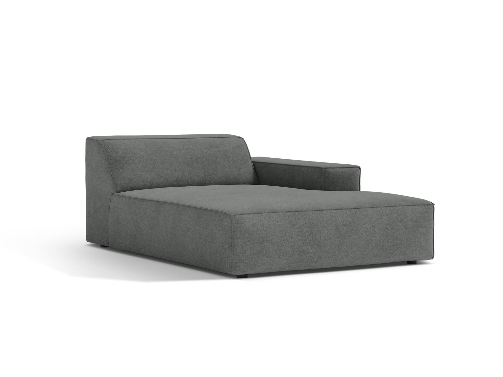 Elegante 1-Sitzer Chaise Longue Rechts Jodie in stilvollem Grau, ideal für moderne Wohnräume und vielseitige Sofa-Kombinationen.