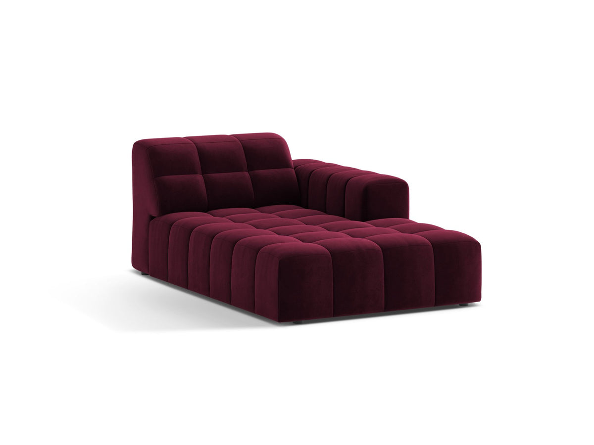 Chaiselongue Jennifer von Micadoni in Leichtes Beige mit Chenille-Bezug Eden 2 Pearl, schwarzen Kunststoffbeinen, rechts ausgerichtet.