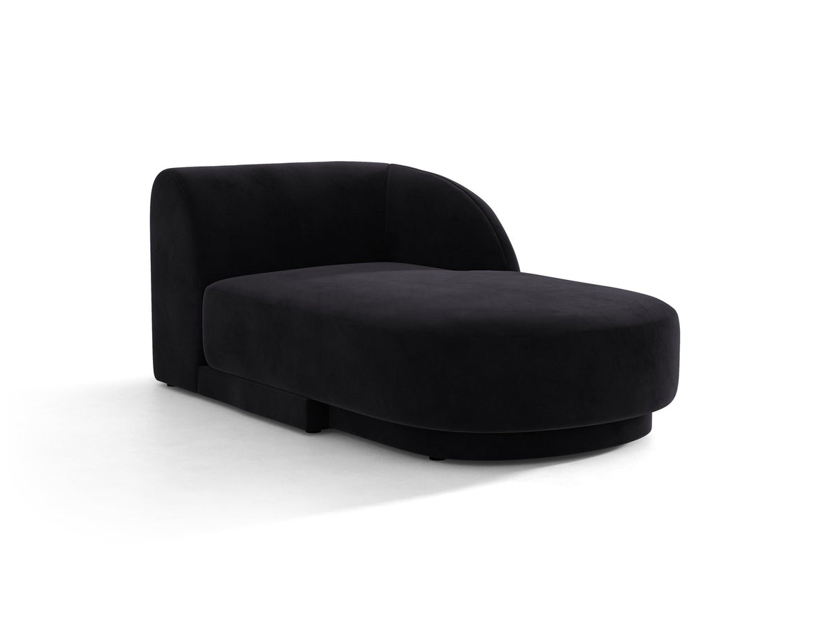 Miley Chaiselongue von Micadoni in Dunkelbeige, Stoffbezug Bluvel, rechtsseitige Ausrichtung, schwarze Kunststoffbeine, modulares Sofa-Element.