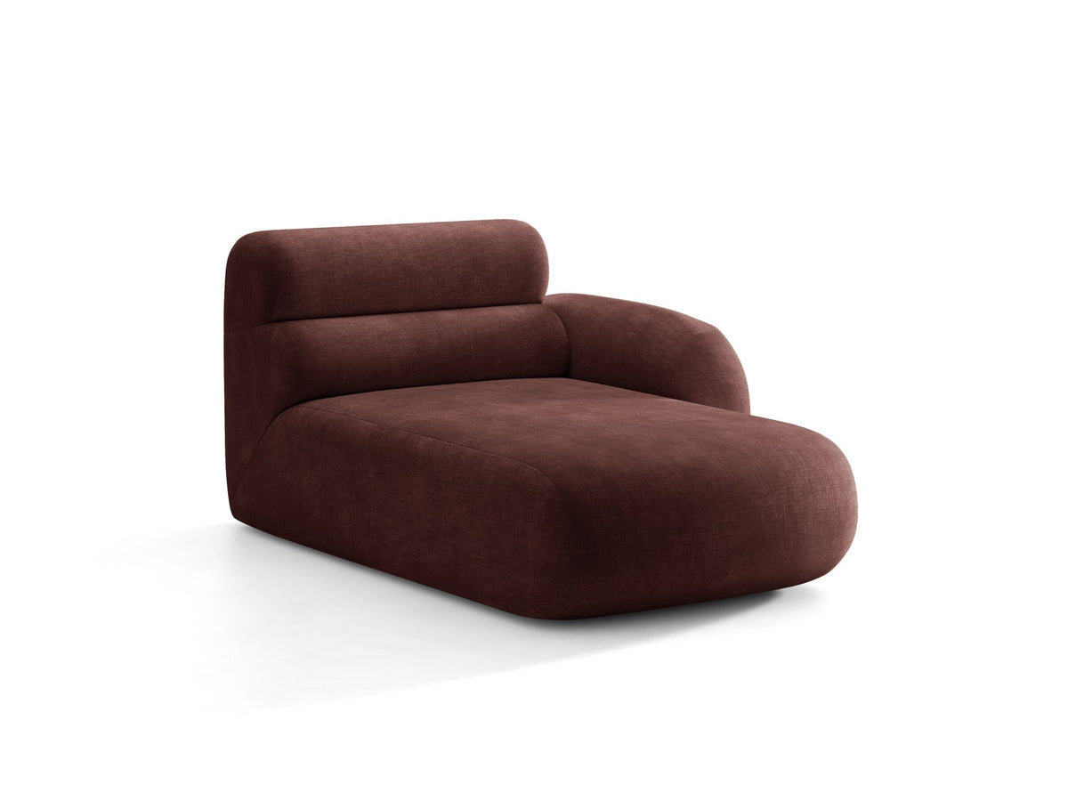 Modulares Sofa Neo Chaiselongue von Micadoni in dunklem Olivgrün mit strukturiertem Stoff und schwarzen Kunststoffbeinen, rechts ausgerichtet.