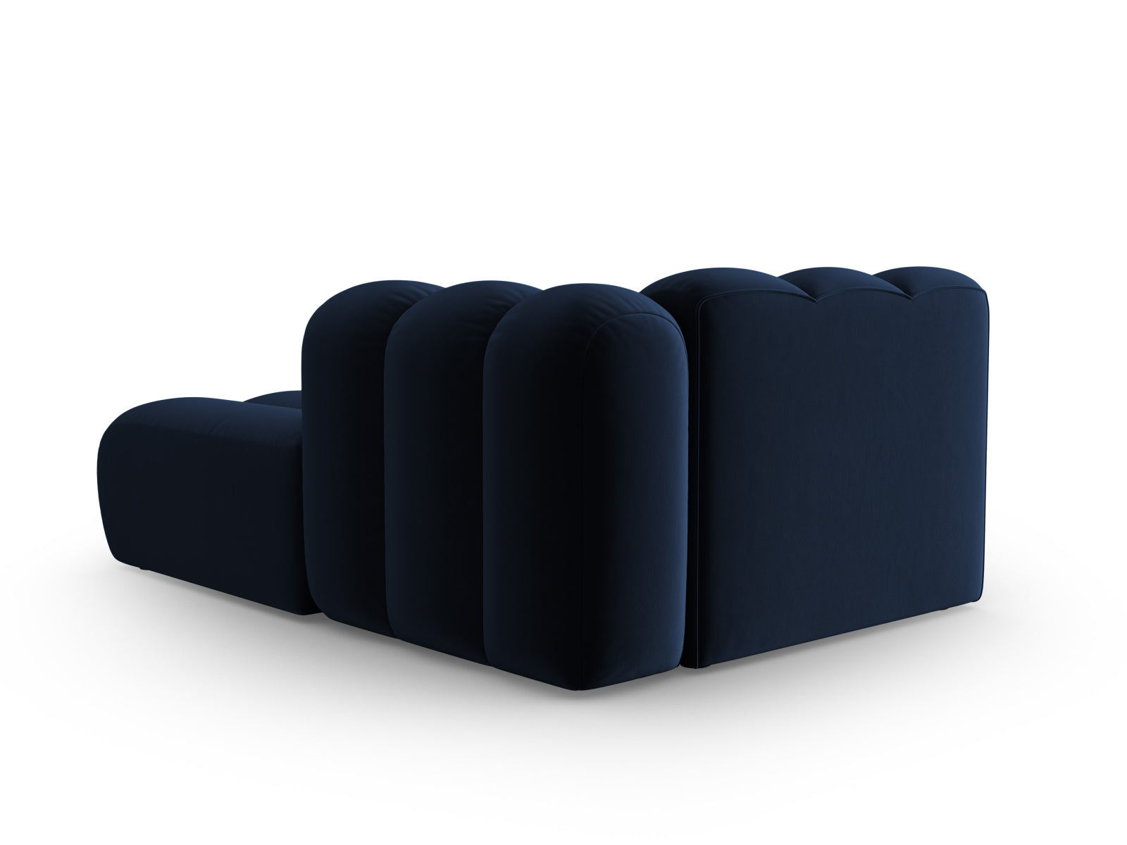 Luxuriöses 2-Sitzer Velour Sofa Chaise Lounge rechts in Royal Blue von Micadoni, ideal für moderne Wohnräume.