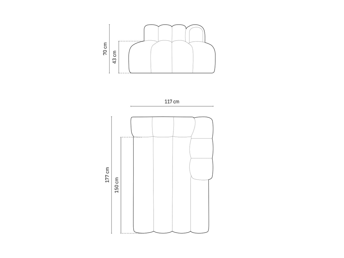 Lupine Velour Sofa Chaise Lounge rechts 2 Sitzer in Terracotta-Salvador präsentiert im Onlineshop von KAQTU Design AG. L-Sofa rechts ist von Micadoni