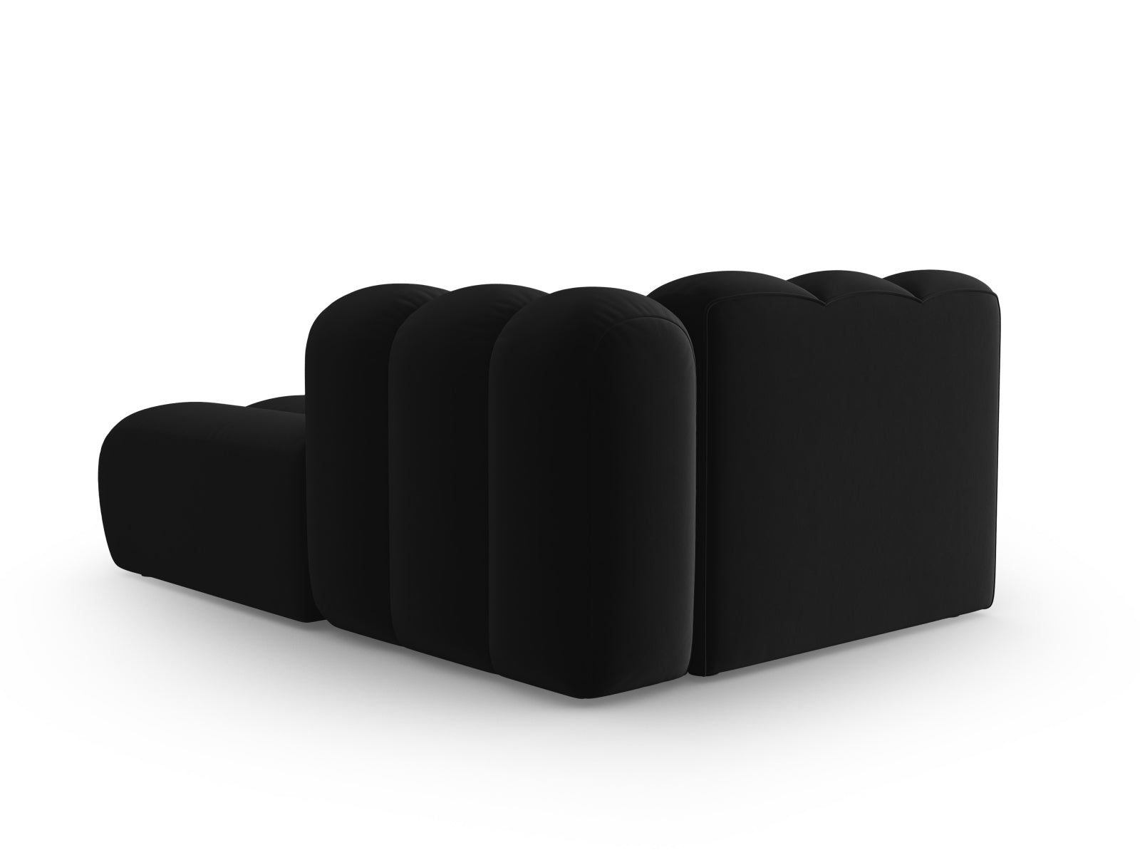 Luxuriöses 2-Sitzer Velour Sofa Chaise Lounge rechts von Micadoni, in edlem Schwarz, perfekt für zeitgemäße Inneneinrichtungen.
