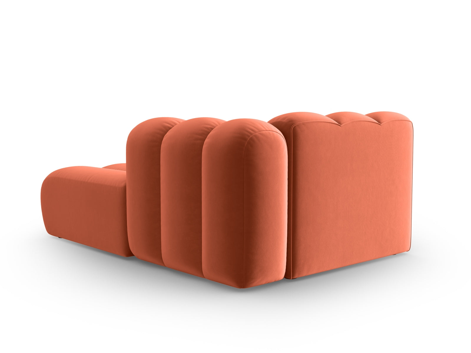 Stilvolles 2-Sitzer Velour Sofa Chaise Lounge rechts von Micadoni in elegantem Coral-Salvador, perfekt für zeitgemäße Inneneinrichtungen.