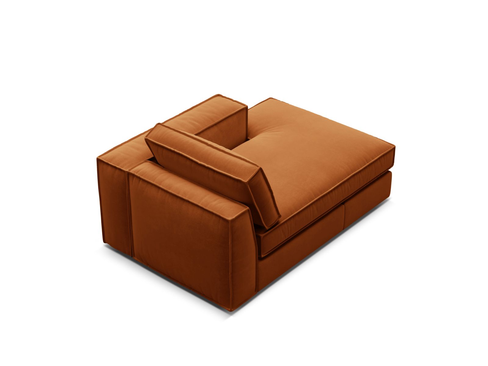 Elegante rechte Chaise Longue in sanftem Terracotta, ideal für stilvolle Wohnräume. Teil der modischen Sofakollektion von Micadoni.