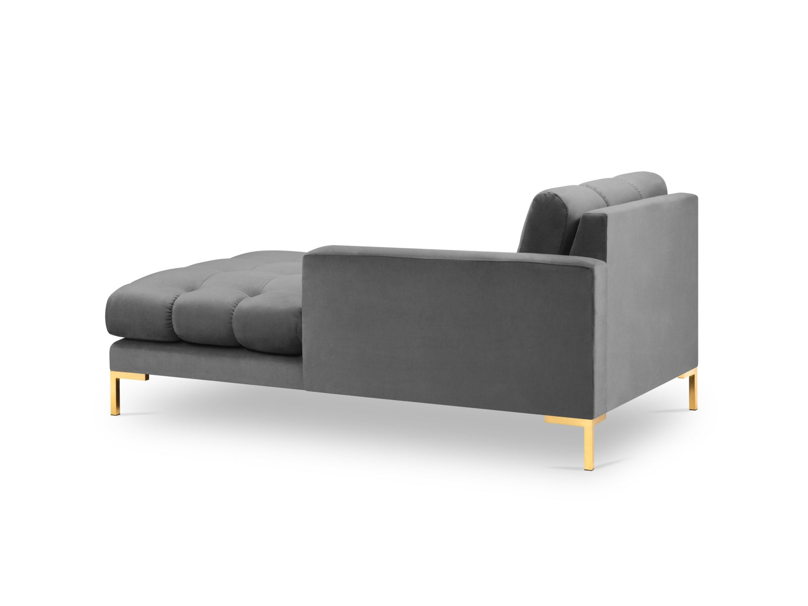 Mamaia Velour Sofa Chaise Lounge rechts 1 Sitz in Light Grey/Gold präsentiert im Onlineshop von KAQTU Design AG. L-Sofa rechts ist von Micadoni