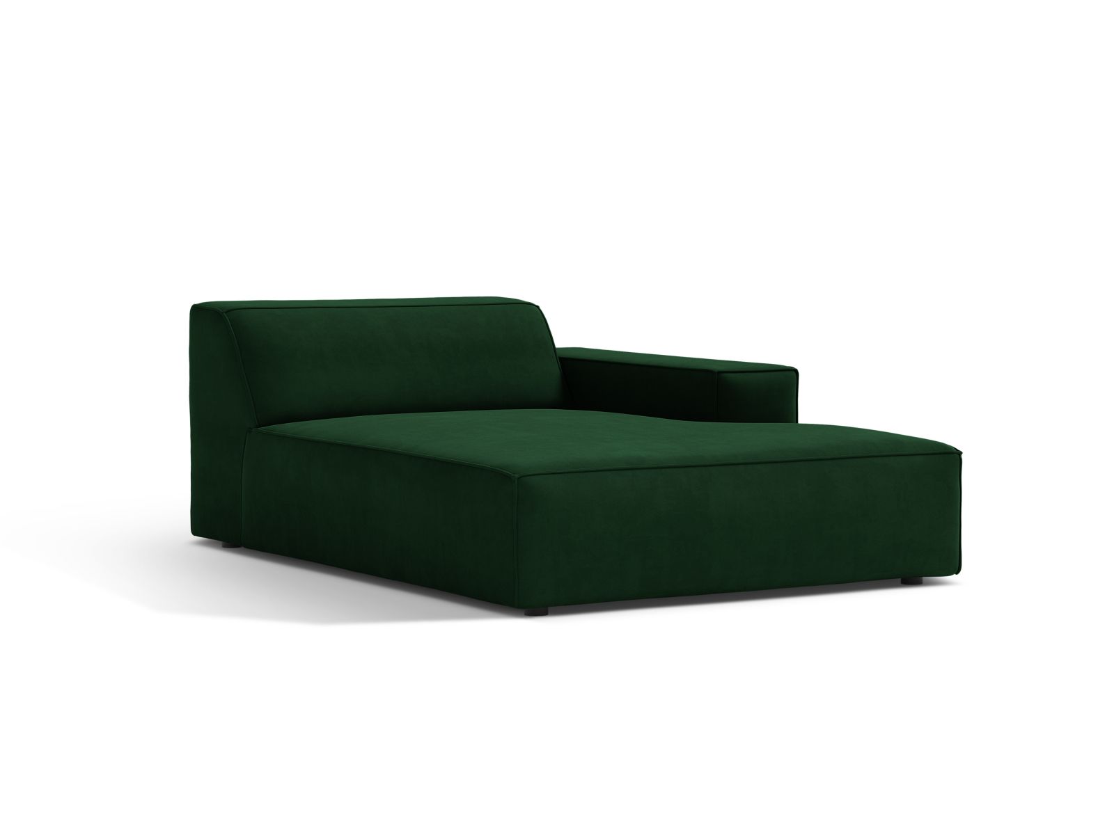 Elegante 1-Sitzer Chaise Longue Jodie in sattem Flaschengrün, ideal für stilvolle Wohnräume und vielseitige Sofa-Kombinationen.