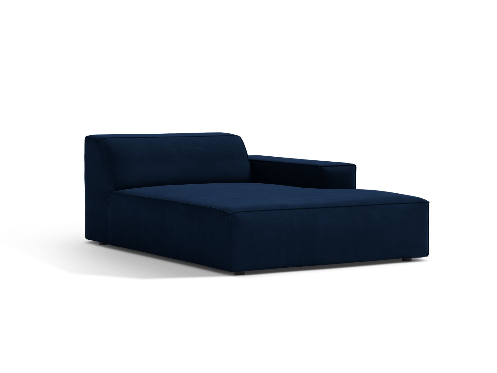 Elegante rechte Chaise Longue Jodie in Royal Blue-Bluvel, ideal für stilvolle Wohnräume. Teil des modularen Sofas von Micadoni.