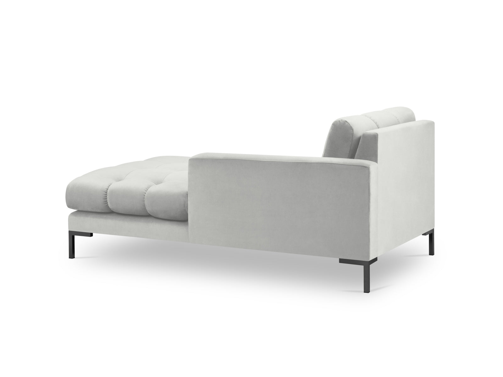 Mamaia Velour Sofa Chaise Lounge rechts 1 Sitz in Silver/Schwarz präsentiert im Onlineshop von KAQTU Design AG. L-Sofa rechts ist von Micadoni