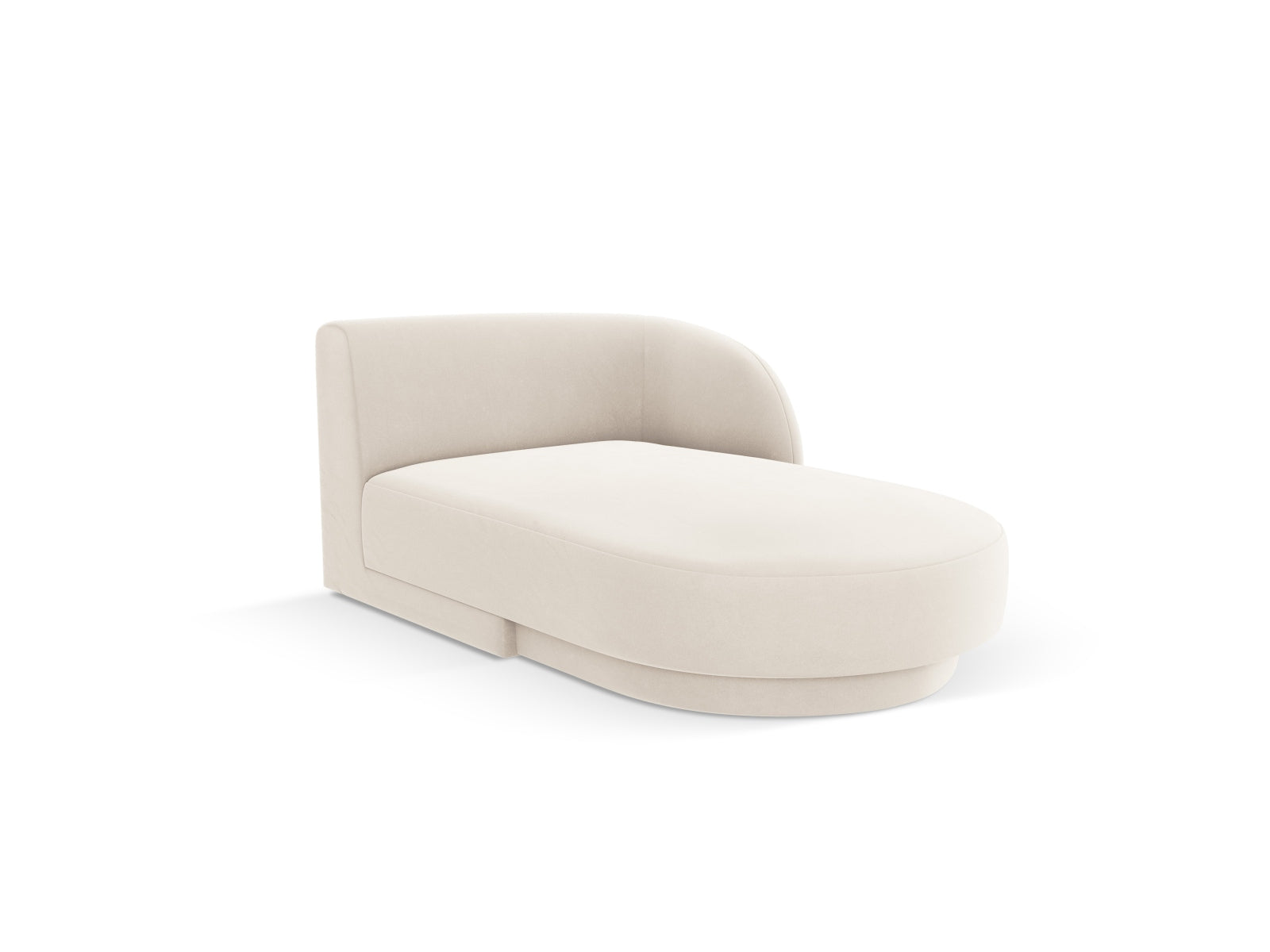Elegantes Miley Velour Sofa Chaise Lounge rechts, 2-Sitzer in sanftem Beige, ideal für stilvolle Wohnräume.