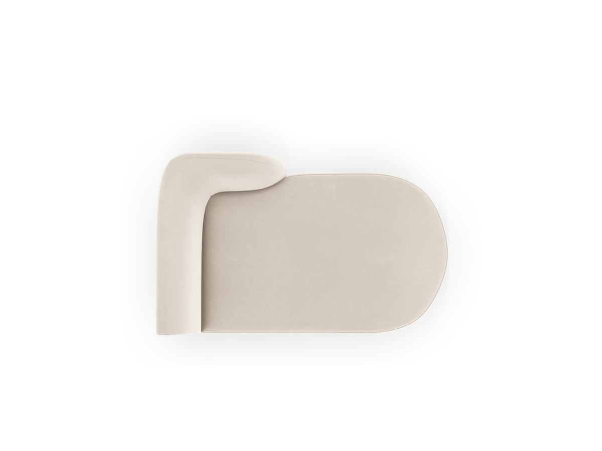 Miley Velour Sofa Chaise Lounge rechts 2 Sitzer in Light Beige-Bluvel präsentiert im Onlineshop von KAQTU Design AG. L-Sofa rechts ist von Micadoni