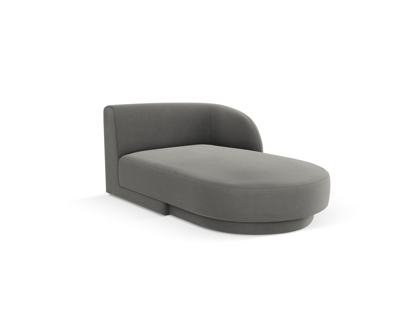 Elegantes Miley Velour Sofa Chaise Lounge rechts, 2-Sitzer in sanftem Grau-Blau, ideal für stilvolle Wohnräume.