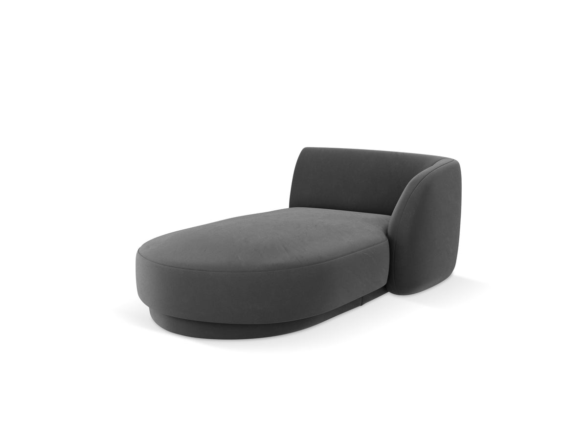 Miley Velour Sofa Chaise Lounge rechts 2 Sitzer in Grey-Bluvel präsentiert im Onlineshop von KAQTU Design AG. L-Sofa rechts ist von Micadoni