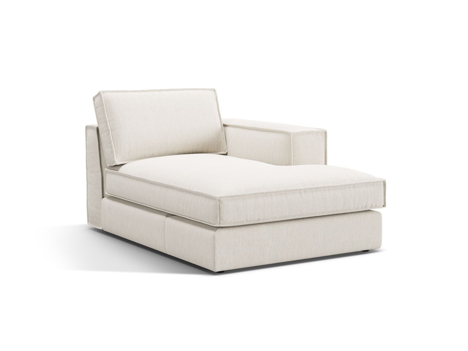 Elegante rechte Chaise Longue Pola in Weiß, ideal für stilvolle Wohnräume. Teil der modularen Sofaserie von Micadoni.
