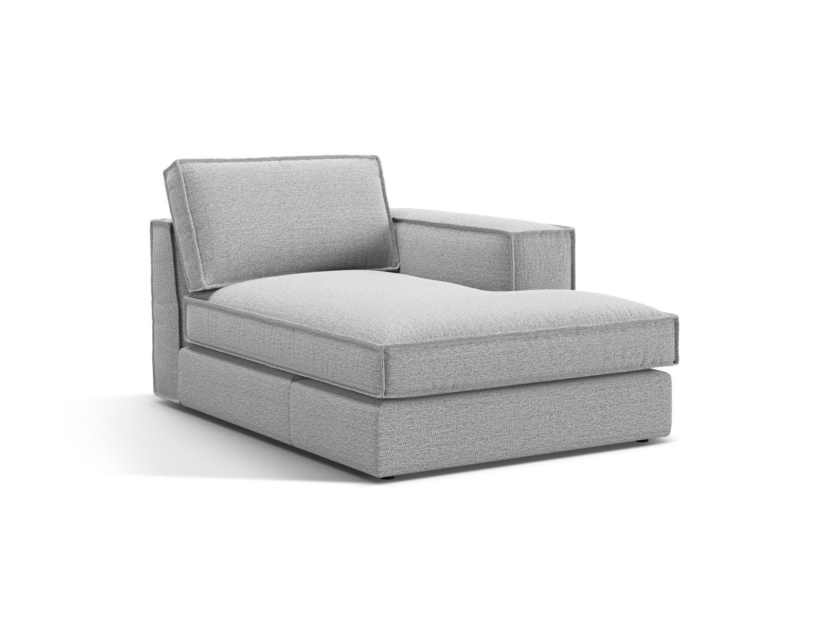 Elegante 1-Sitzer Chaise Longue rechts Pola in hellem Grau, ideal für stilvolle Wohnräume und vielseitige Sofa-Kombinationen.