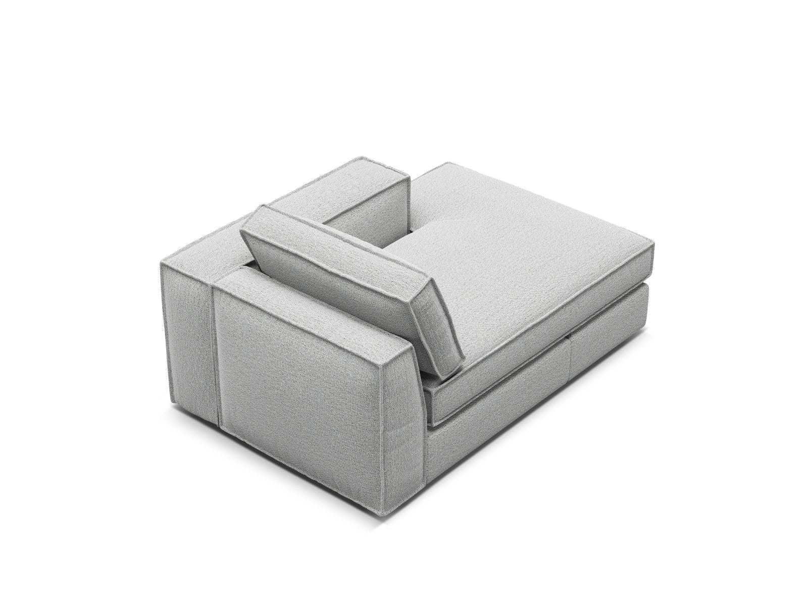 Elegante 1-Sitzer Chaise Longue rechts Pola in stilvollem Grau, ideal für stilvolle Wohnräume und entspannende Momente.