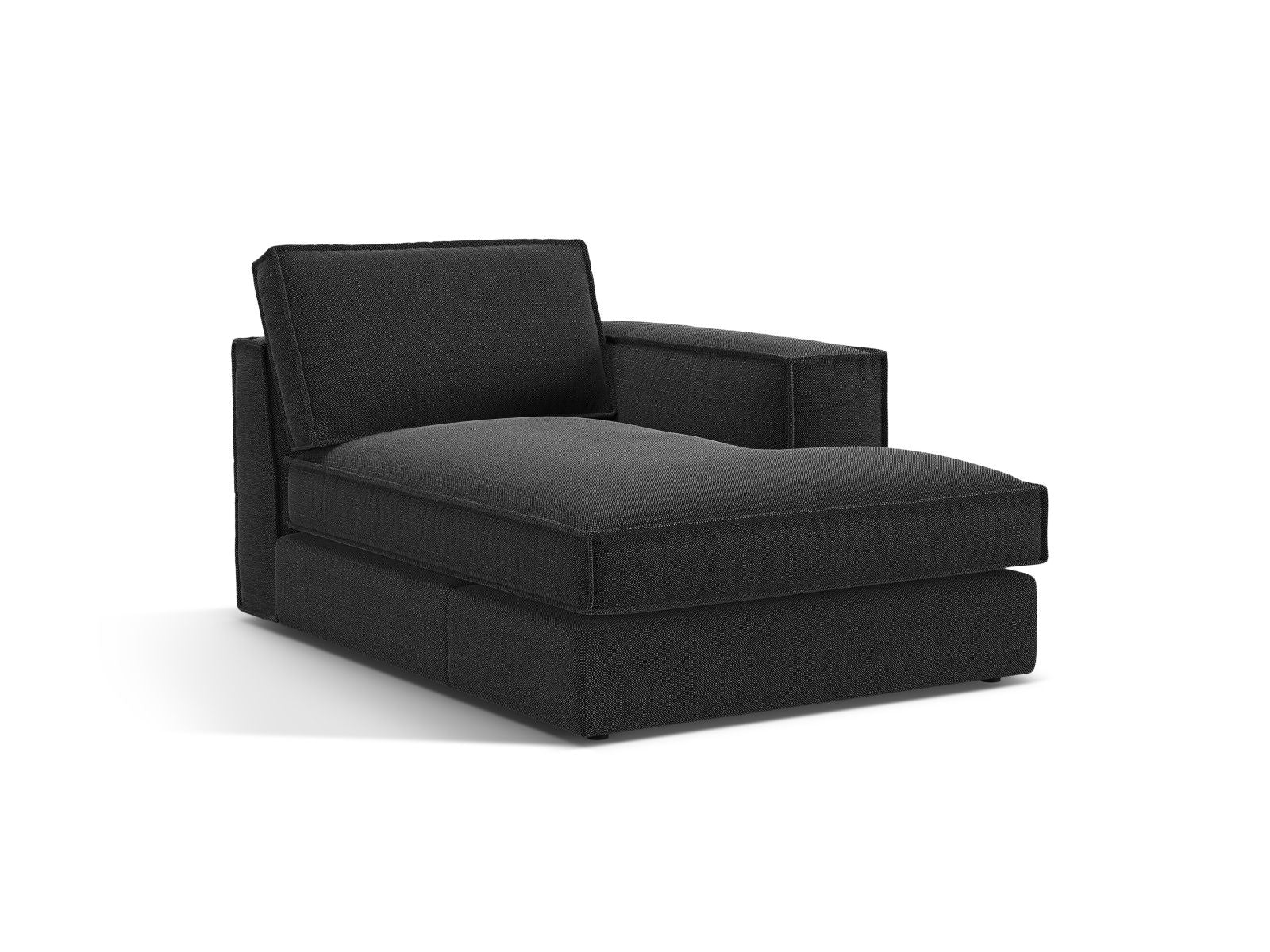 Elegante 1-Sitzer Chaise Longue rechts Pola in stilvollem Schwarz, ideal für moderne Wohnräume und vielseitige Sofa-Kombinationen.