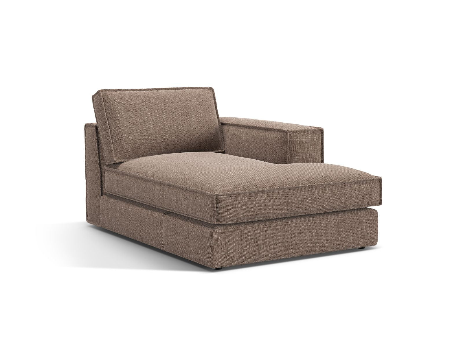 Elegante 1-Sitzer Chaise Longue rechts Pola in hellem Braun, ideal für stilvolle Wohnräume und vielseitige Sofa-Kombinationen.