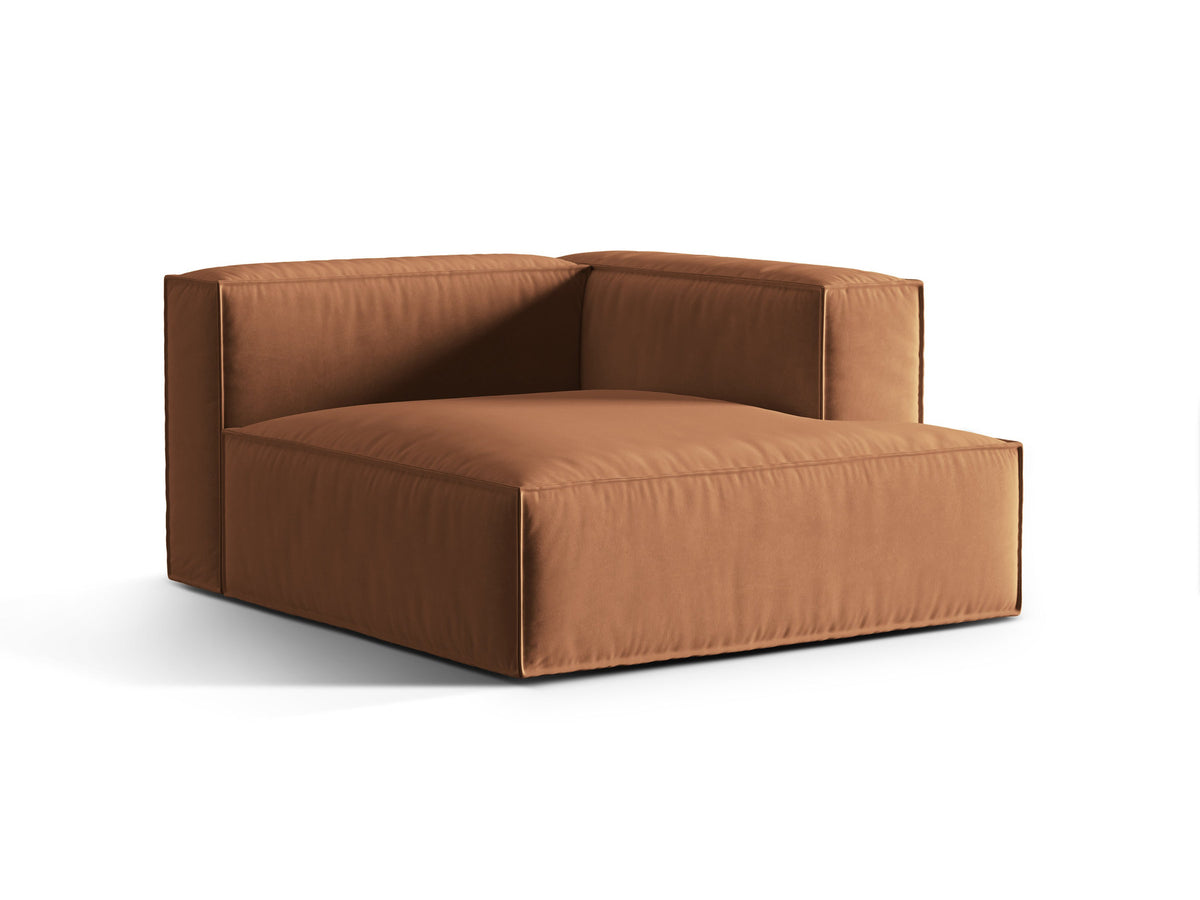 Nuria Velour Chaise Longue rechts 1 Sitzer in Honey-Paris präsentiert im Onlineshop von KAQTU Design AG. Modulares Sofa ist von Micadoni