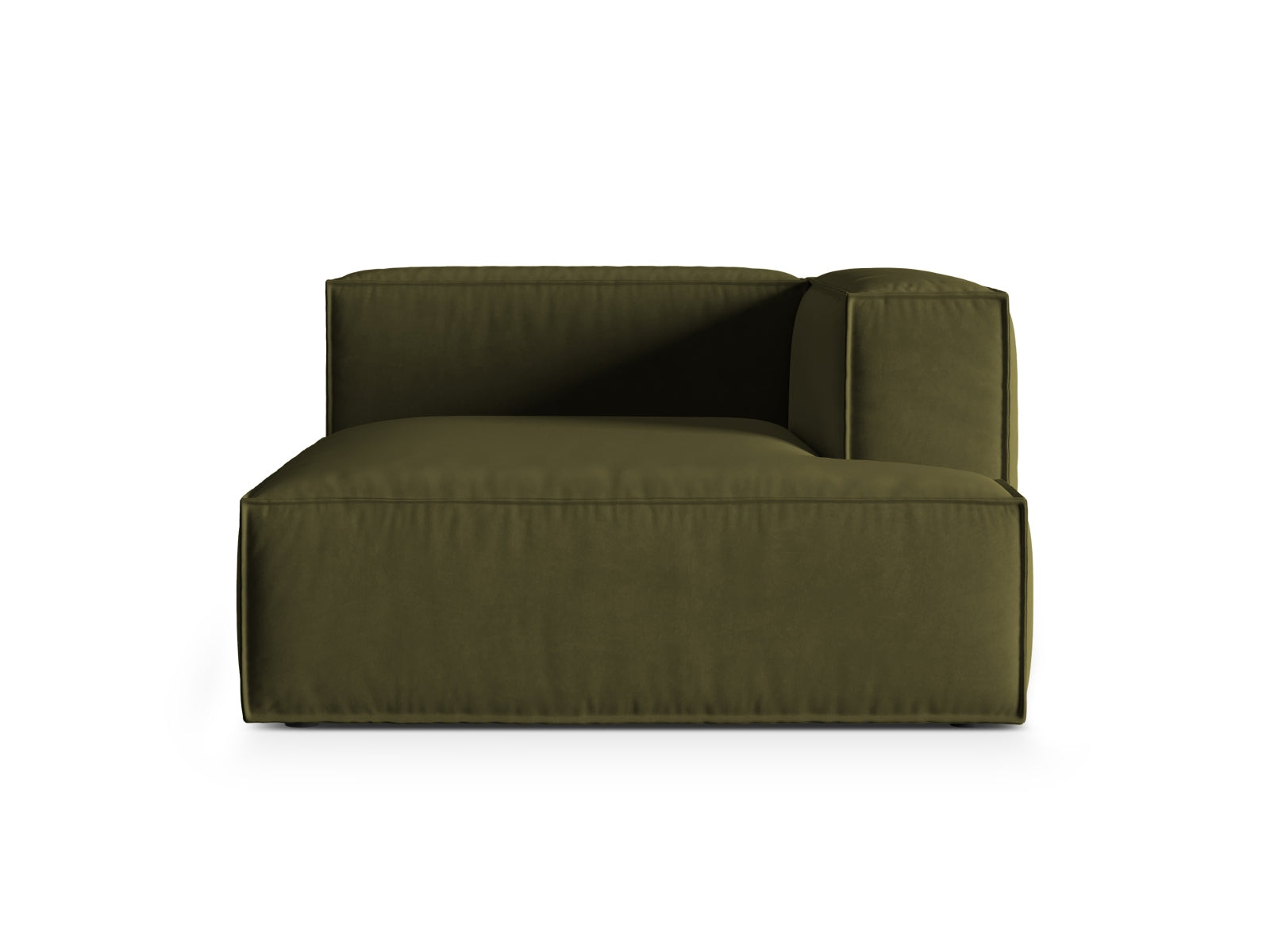 Nuria Velour Chaise Longue rechts 1 Sitzer in Moss Green Melange-Paris präsentiert im Onlineshop von KAQTU Design AG. Modulares Sofa ist von Micadoni