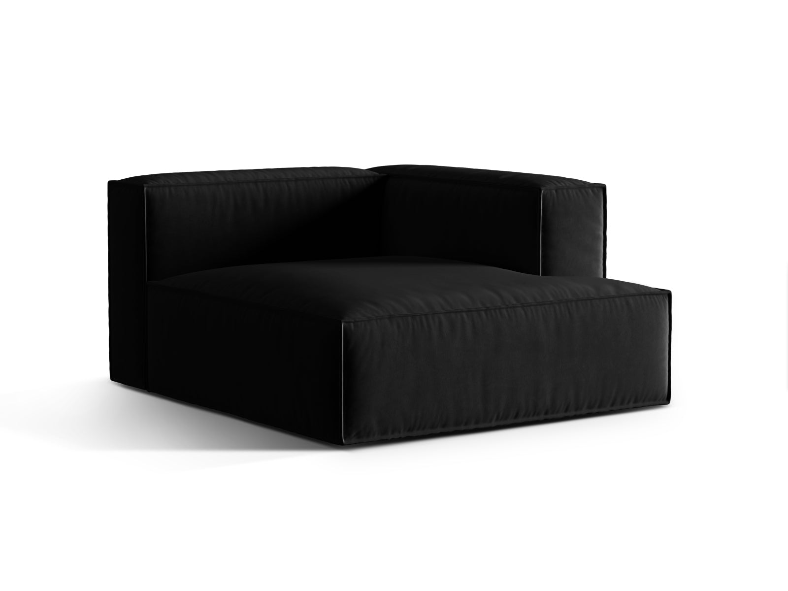 Nuria Velour Chaise Longue rechts 1 Sitzer in Black-Paris präsentiert im Onlineshop von KAQTU Design AG. Modulares Sofa ist von Micadoni