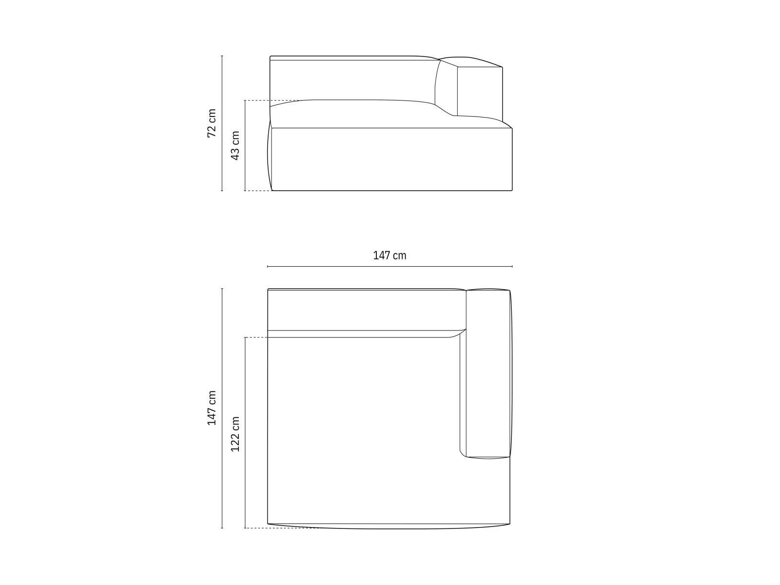 Moderne 1-Sitzer Chaise Longue Rechts Nuria in zartem Beige, perfekt für kreative Raumgestaltungen und gemütliche Sitzgelegenheiten.