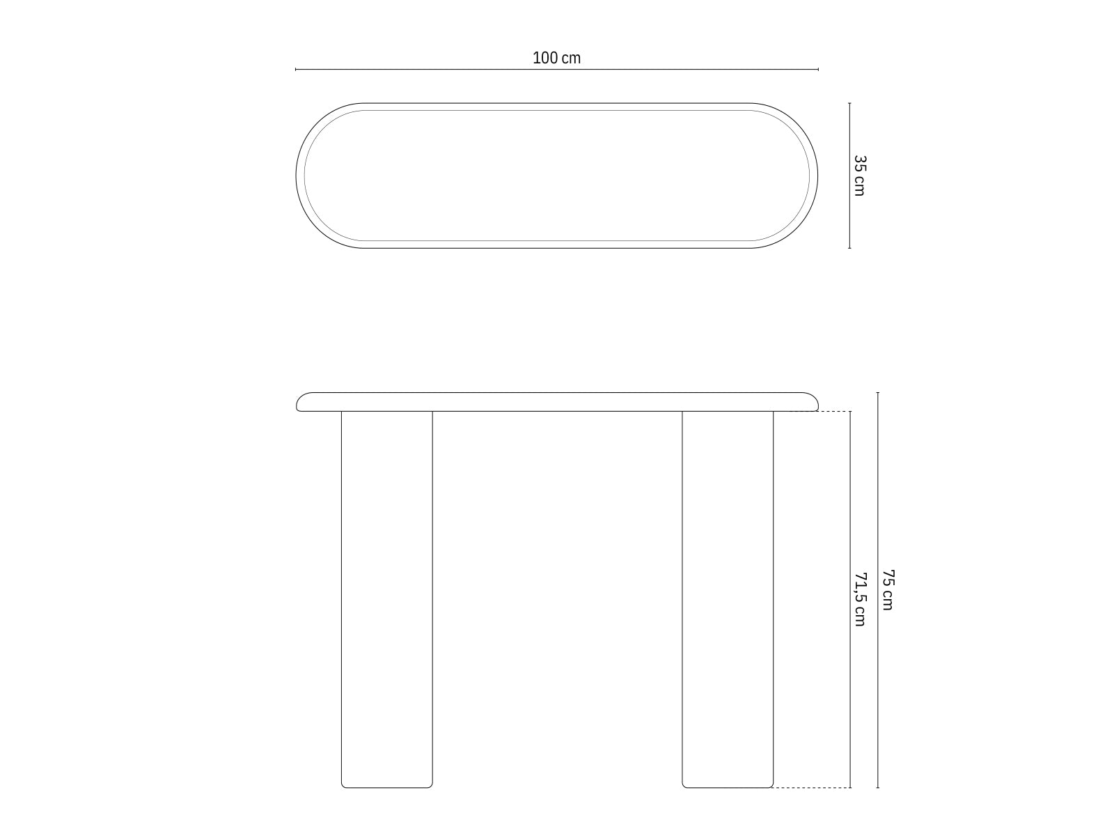 Konsolentisch Bufi, 100x35x75 in  präsentiert im Onlineshop von KAQTU Design AG. Konsolentisch ist von Micadoni