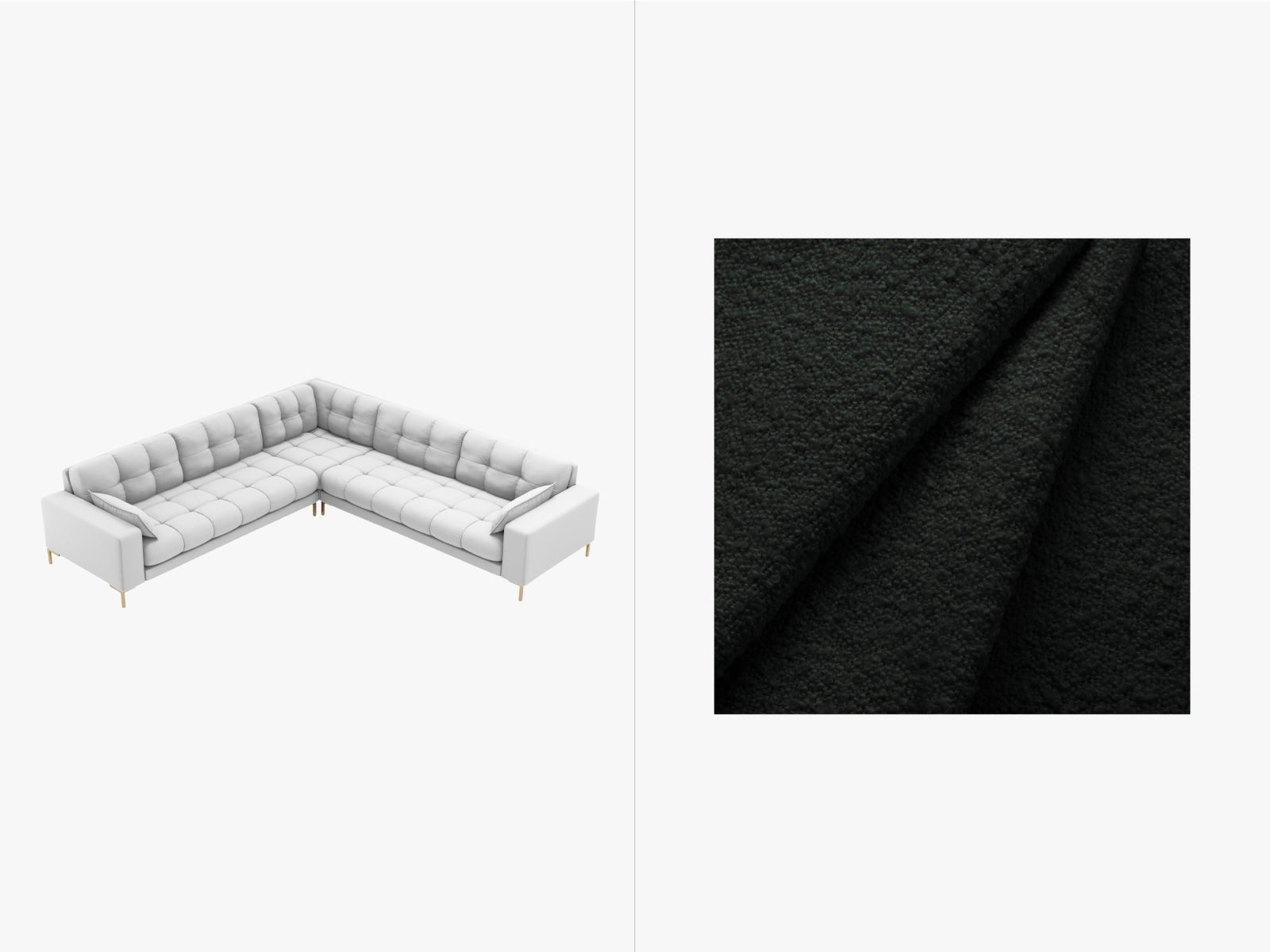 Mamaia Boucle Symmetrical Ecksofa 6 Sitzer in Black/Gold präsentiert im Onlineshop von KAQTU Design AG. 3er Sofa ist von Micadoni