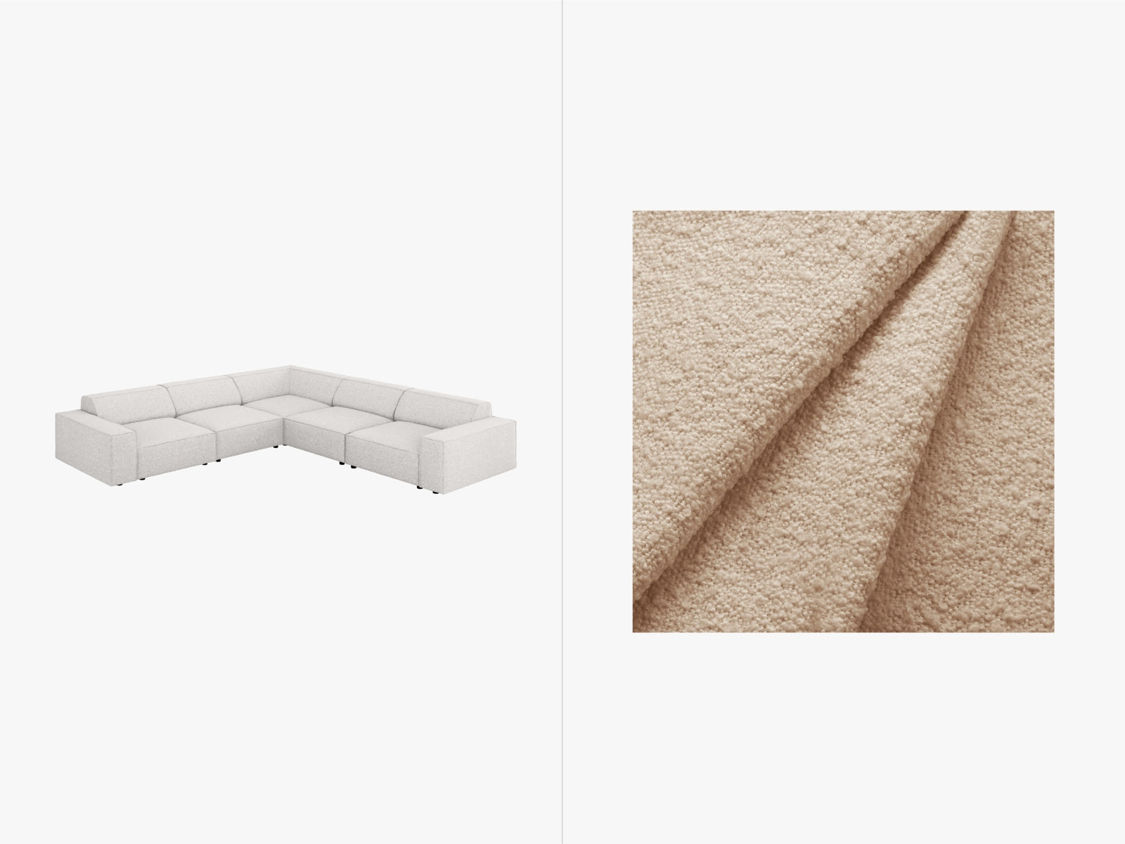 Jodie Boucle Symmetrical Ecksofa 6 Sitzer in Beige präsentiert im Onlineshop von KAQTU Design AG. Ecksofa ist von Micadoni