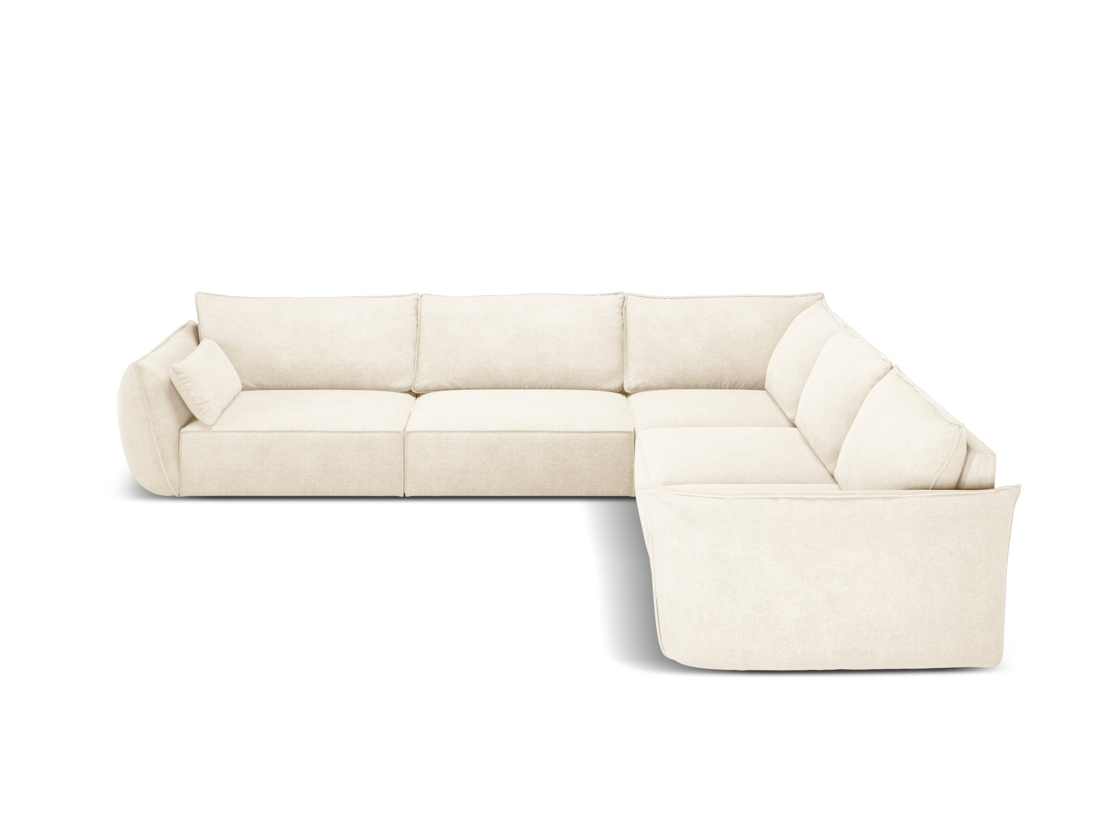 Elegantes Kaelle Symmetrical Ecksofa für 7 Personen in hellem Beige, ideal für stilvolle Wohnräume, erhältlich bei KAQTU Design AG.