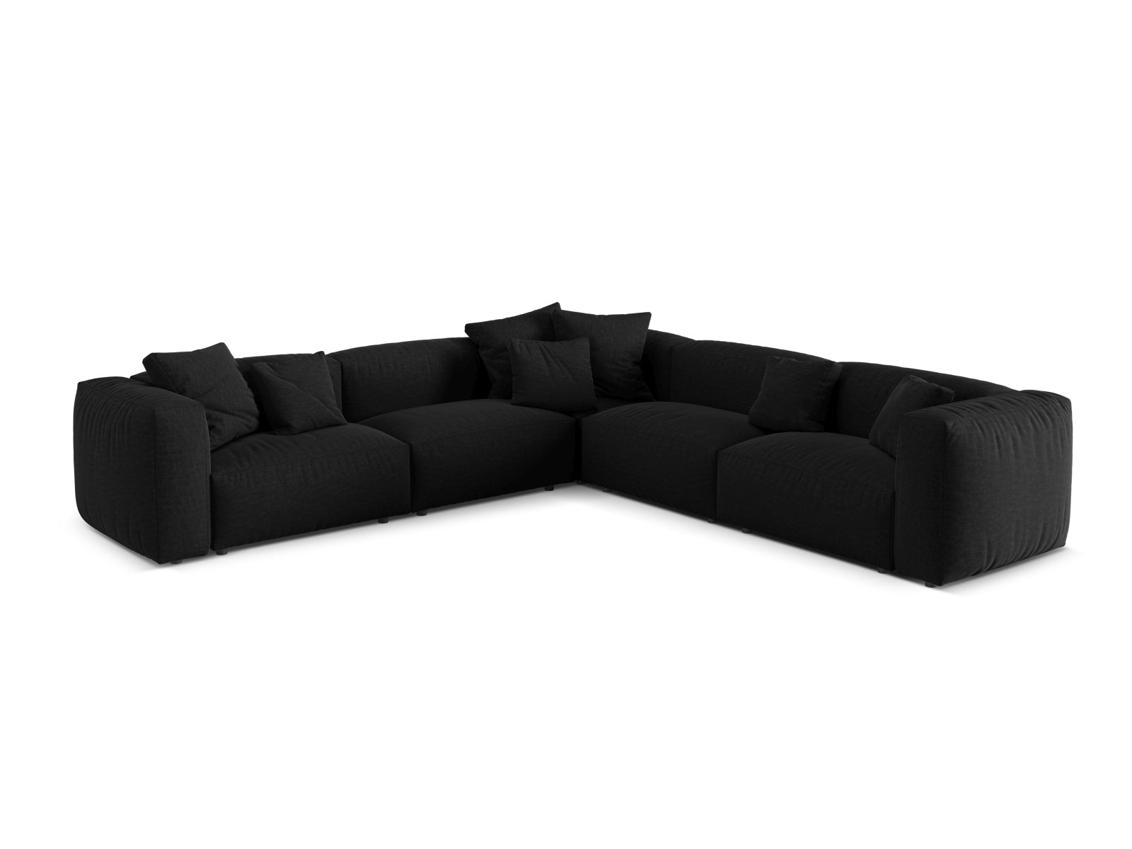 Modulares 5-Sitzer Ecksofa Martina in symmetrischem Design, ideal für stilvolle Wohnräume und gesellige Abende.