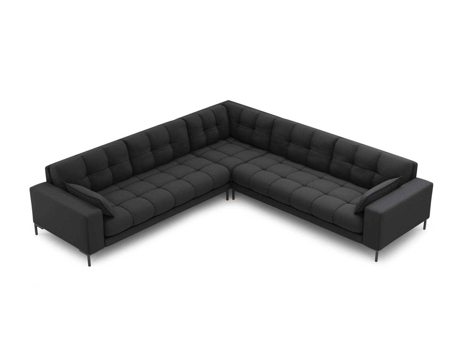 Elegantes Mamaia Ecksofa für 6 Personen in Dunkelgrau/Schwarz, ideal für stilvolle Wohnräume. Hochwertige Verarbeitung von Micadoni.