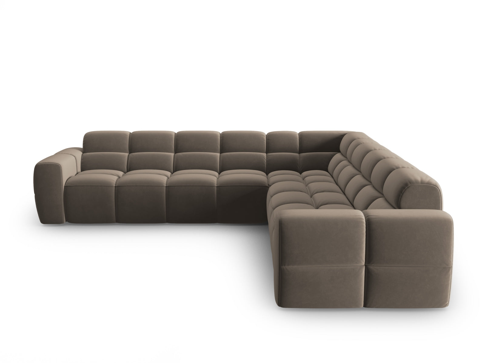Lisa Velour Symmetrical Ecksofa 5 Sitzer in Light Brown präsentiert im Onlineshop von KAQTU Design AG. Ecksofa ist von Micadoni