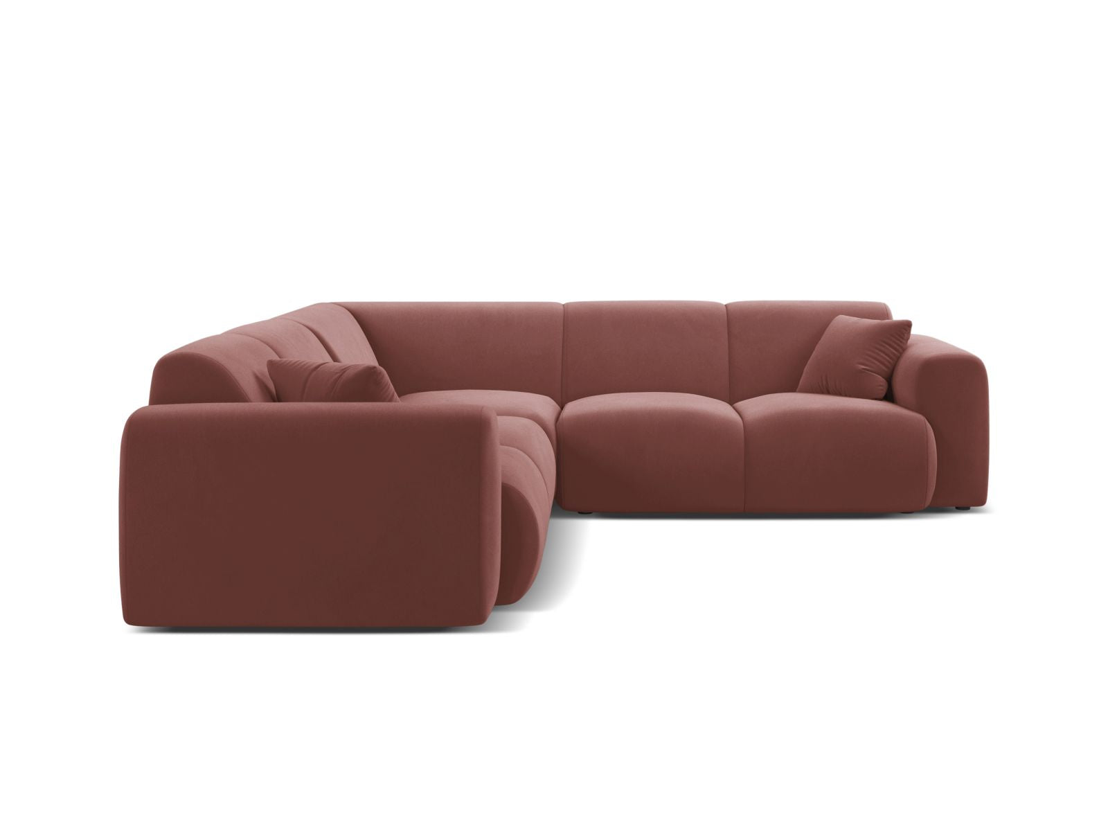Elegantes Molino Velour Ecksofa in Flamingo-Casino, ideal für stilvolle Wohnräume. 5-Sitzer von Micadoni, perfekt für gesellige Abende.