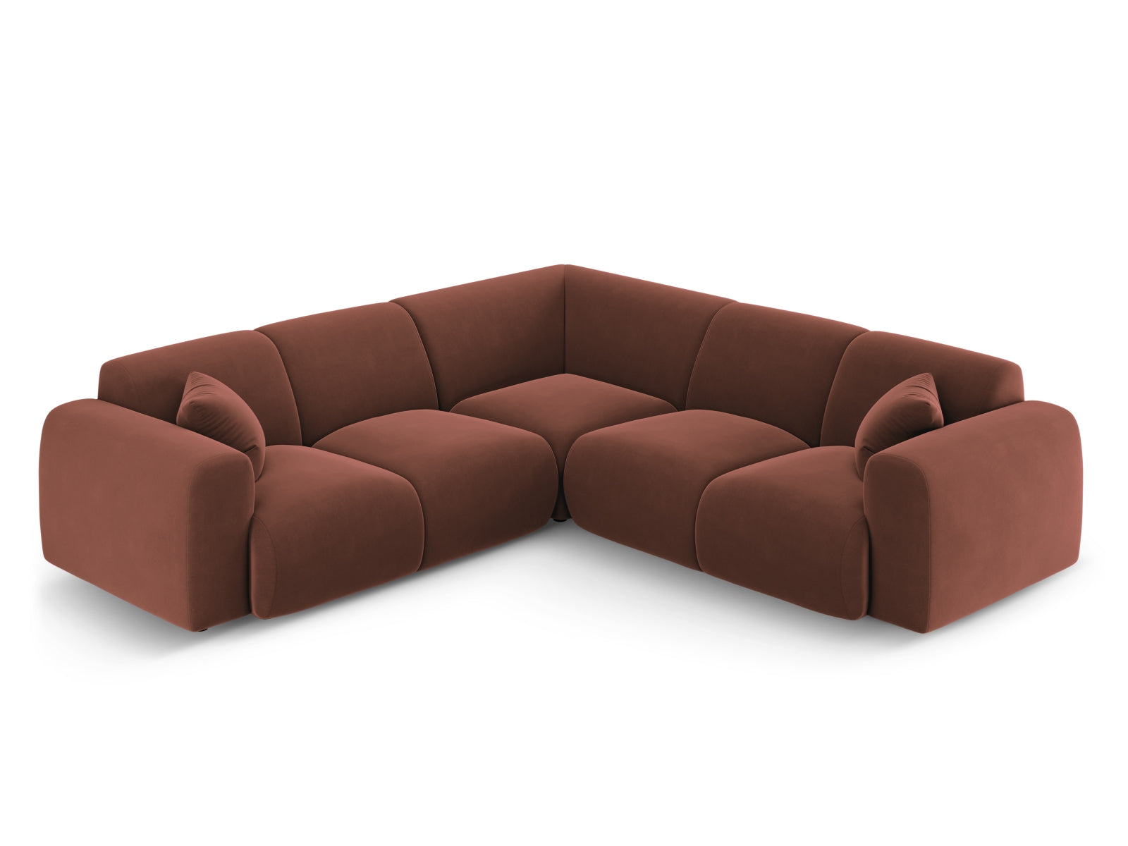 Elegantes Molino Velour Ecksofa für 5 Personen in Cuoio-Casino, ideal für stilvolle Wohnräume. Hochwertige Verarbeitung von Micadoni.