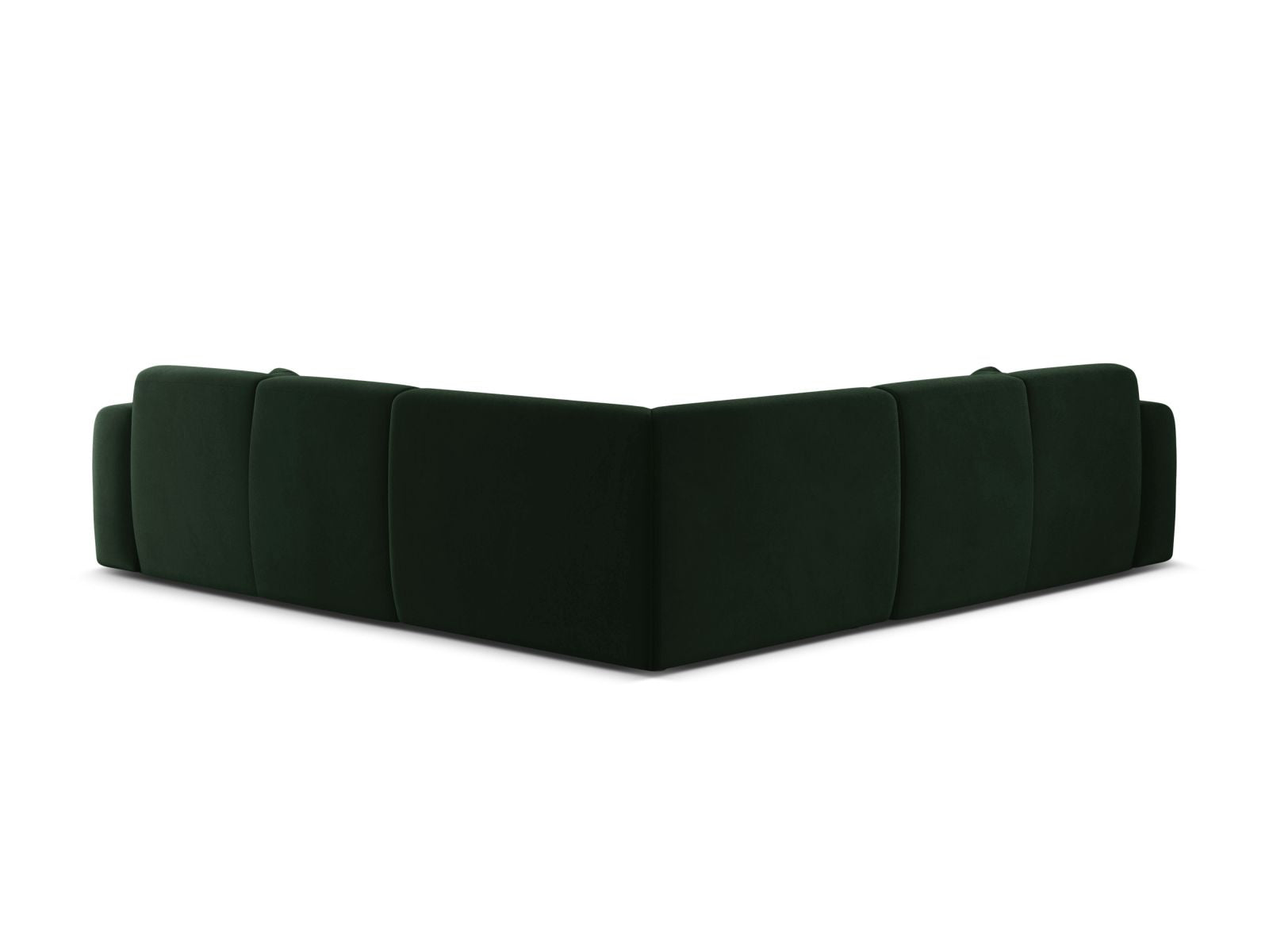 Elegantes 5-Sitzer Ecksofa Molino aus weichem Velours in tiefem Flaschengrün, ideal für stilvolle Wohnräume von Micadoni.