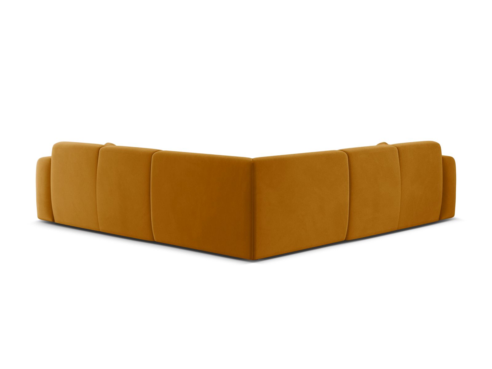 Elegantes 5-Sitzer Ecksofa Molino aus weichem Velours in leuchtendem Gelb, ideal für einladende und moderne Wohnräume von Micadoni.