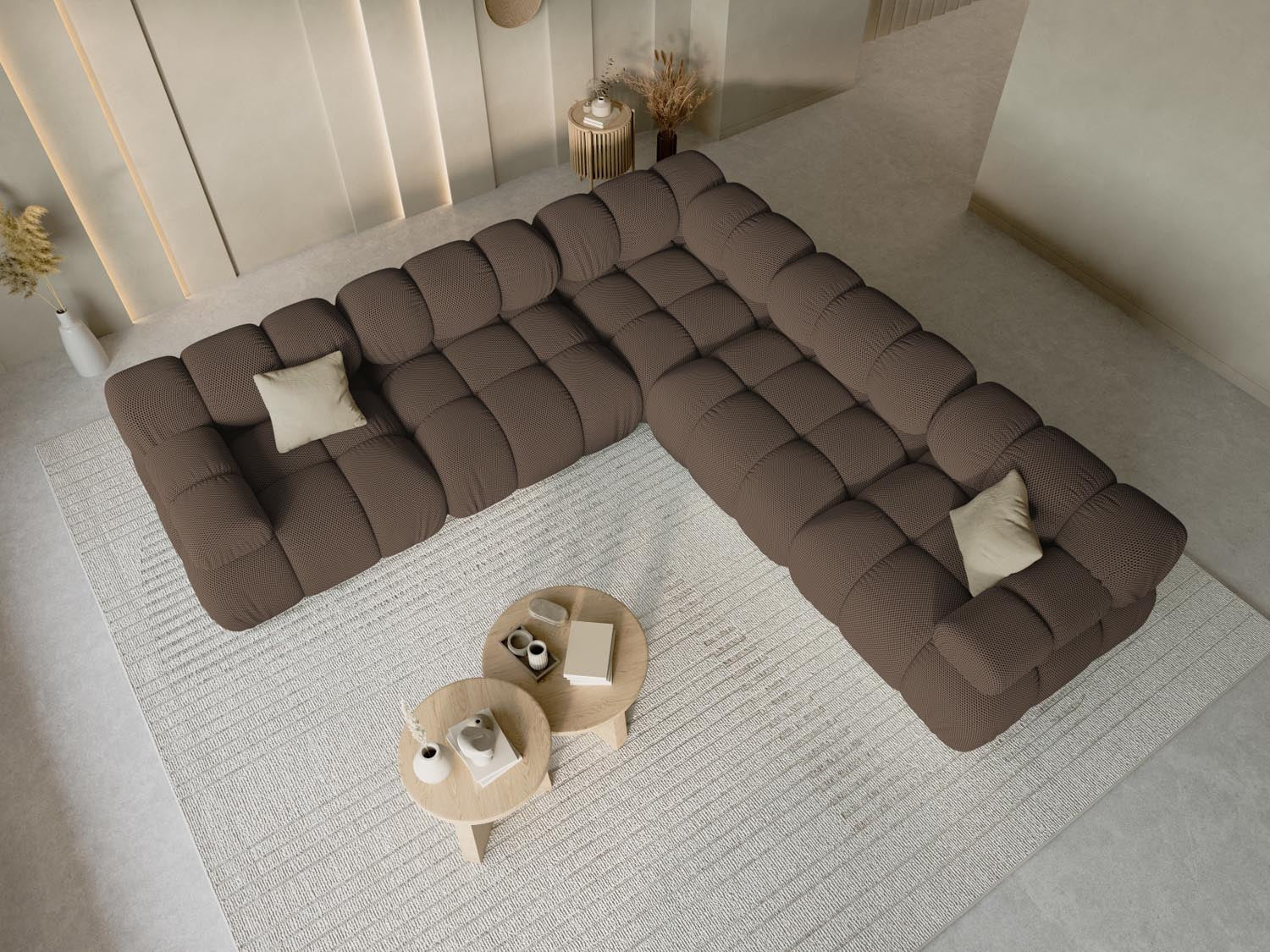 Bellis Symmetrical Ecksofa 5 Sitzer 282cm in Brown präsentiert im Onlineshop von KAQTU Design AG. Ecksofa ist von Micadoni