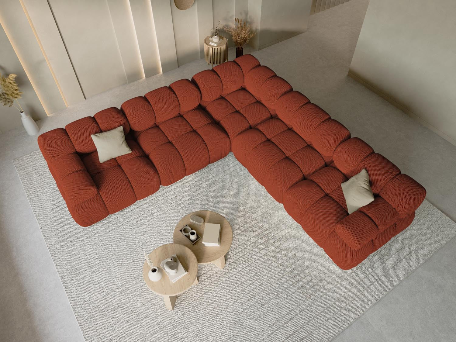 Bellis Symmetrical Ecksofa 5 Sitzer 282cm in Brick präsentiert im Onlineshop von KAQTU Design AG. Ecksofa ist von Micadoni