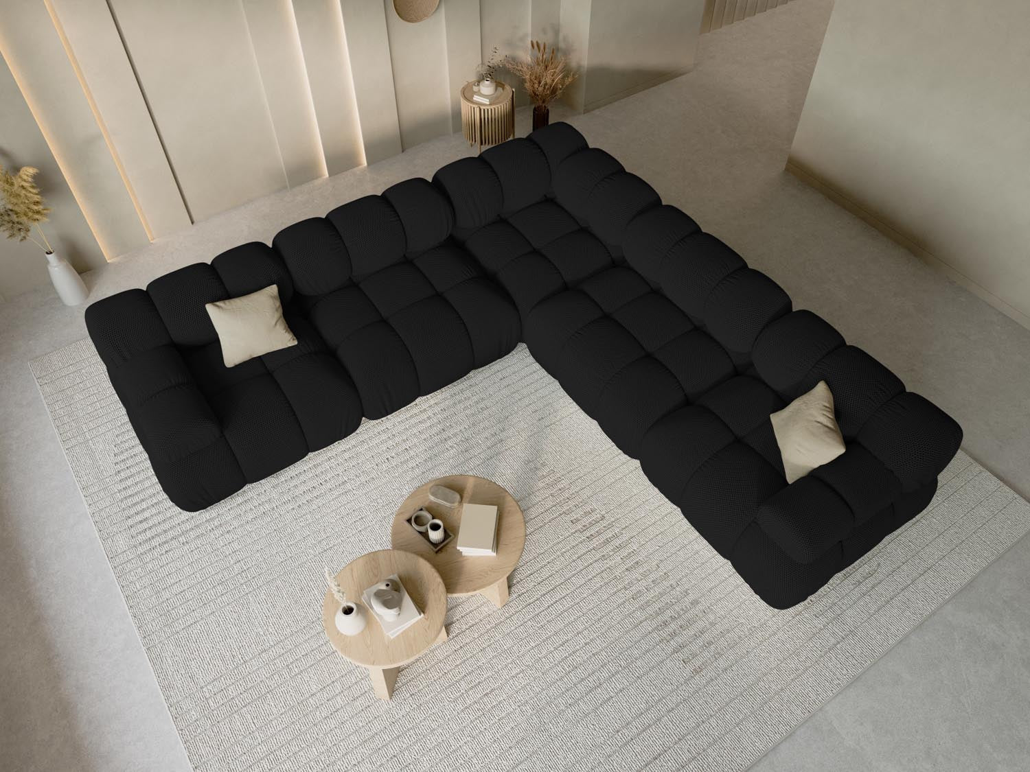 Bellis Symmetrical Ecksofa 5 Sitzer 282cm in Black präsentiert im Onlineshop von KAQTU Design AG. Ecksofa ist von Micadoni