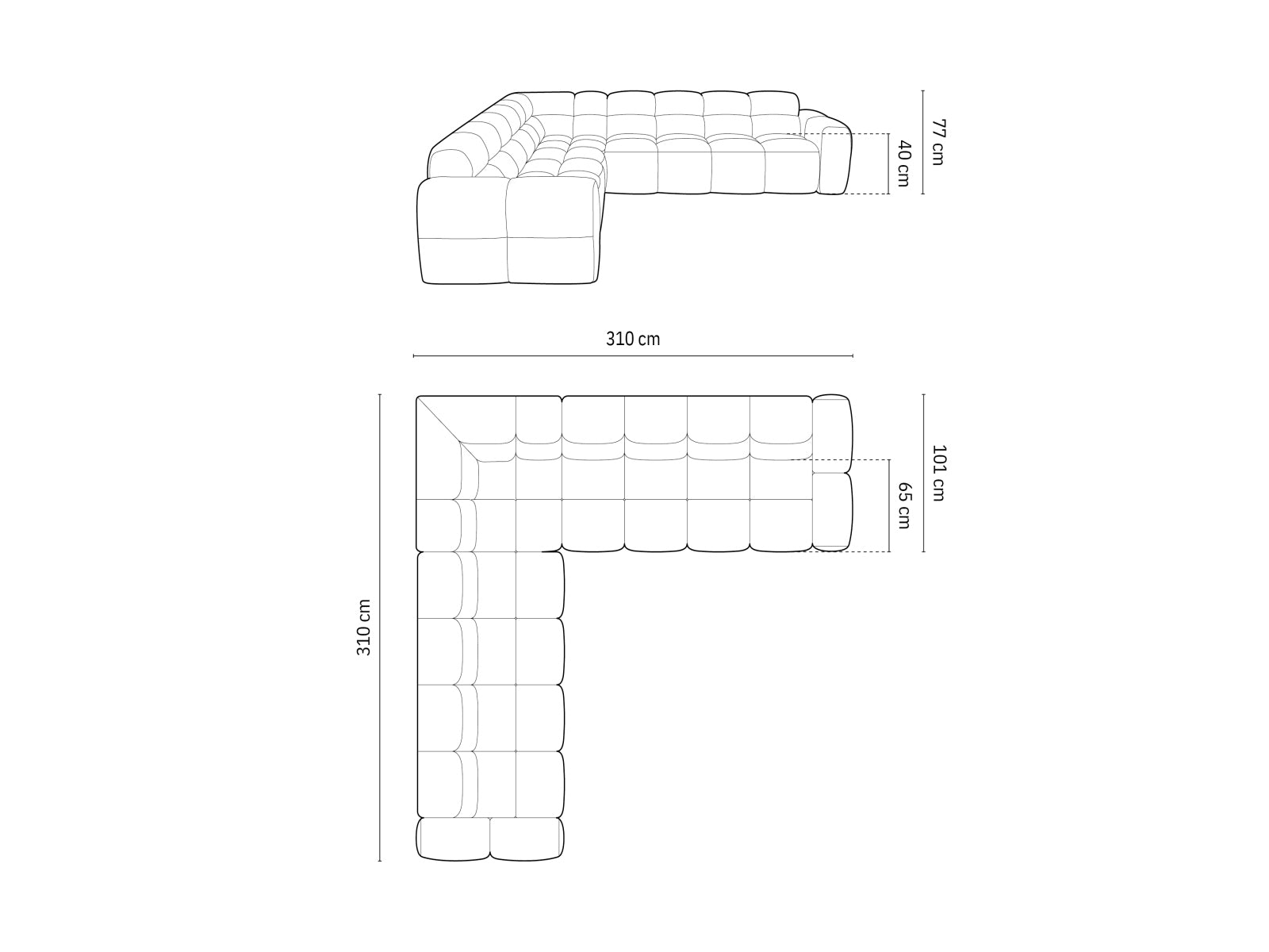 Lisa Symmetrical Ecksofa 5 Sitzer in Sand präsentiert im Onlineshop von KAQTU Design AG. Ecksofa ist von Micadoni