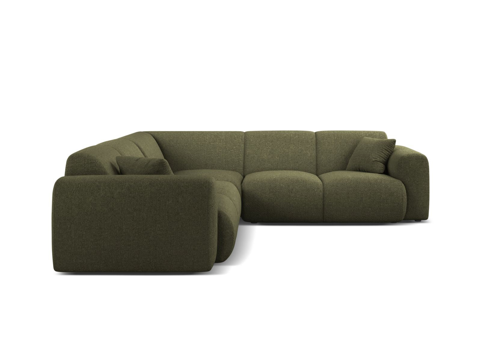Elegantes 5-Sitzer Ecksofa Symmetric Molino in stilvollem Grün, ideal für moderne Wohnräume und gemütliche Abende.