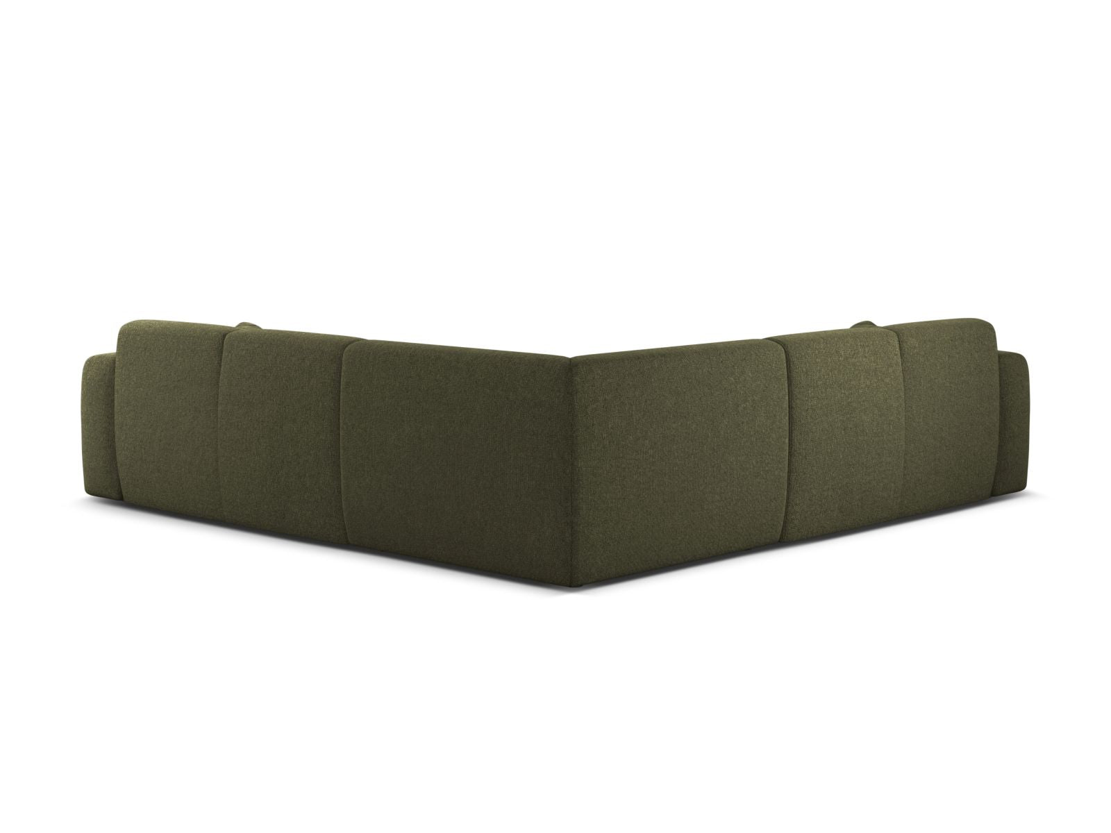 Elegantes 5-Sitzer Ecksofa Symmetric Molino in modernem Grün, ideal für Komfort und gesellige Abende im Wohnzimmer.