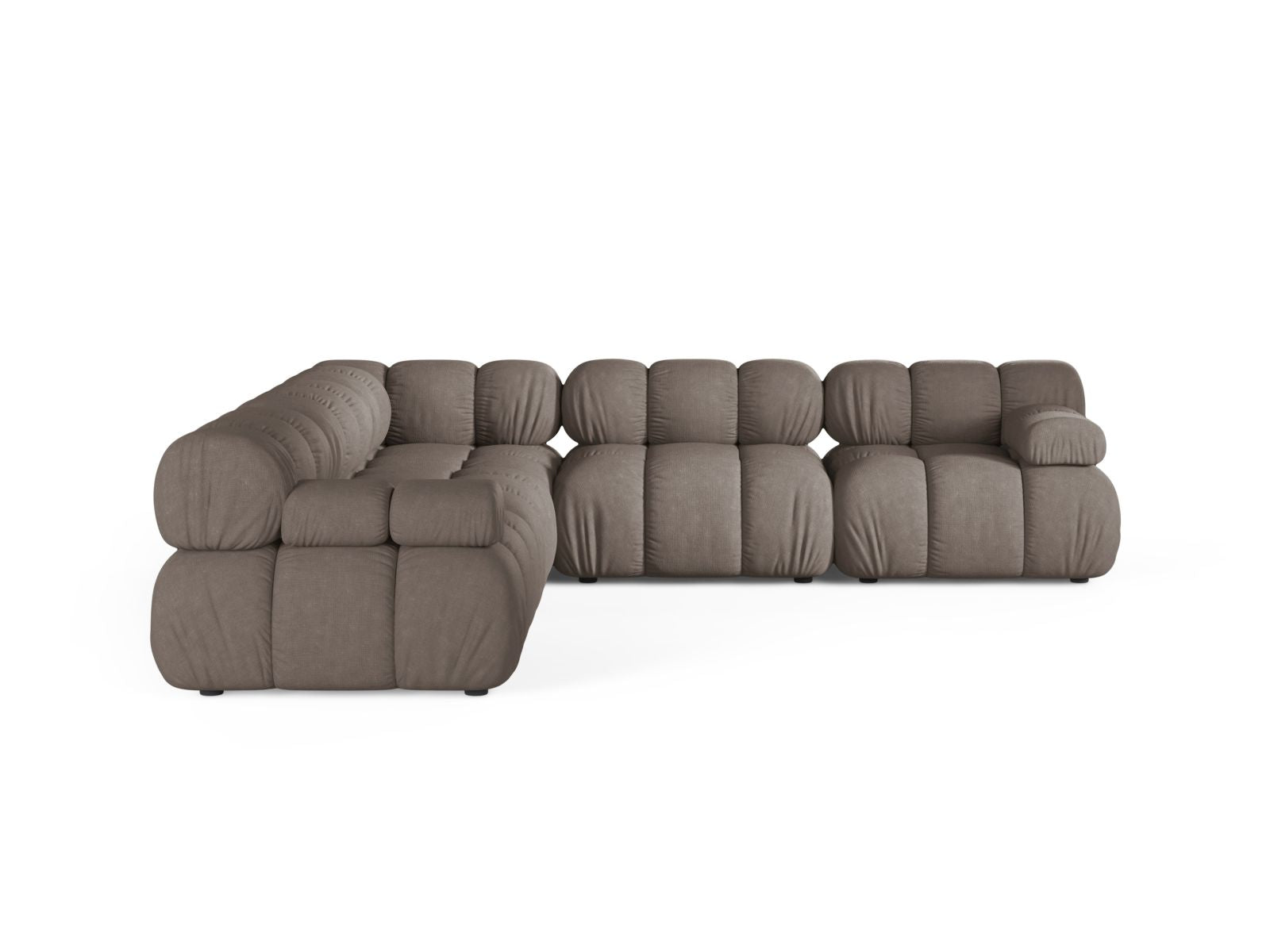 Elegantes 5-Sitzer Ecksofa Symmetric Bellis in stilvollem Cappuccino-Liberty, ideal für moderne Wohnräume.