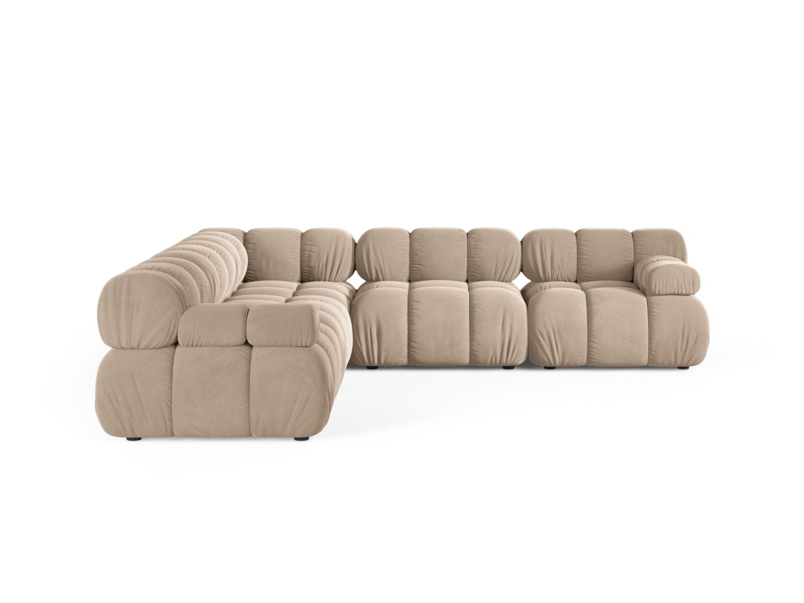 Beige 5-Sitzer Ecksofa Symmetric Bellis von Micadoni, stilvolles Design für modernen Wohnraum, bequem und elegant.