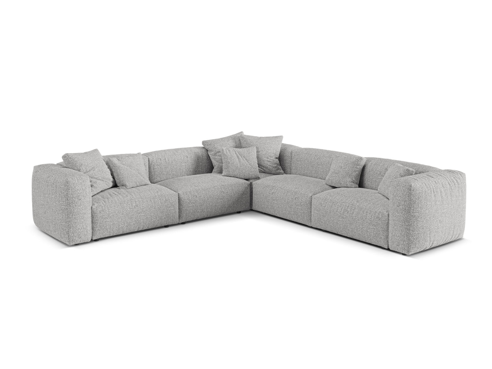 Modulares 5-Sitzer Ecksofa Martina in symmetrischem Design, ideal für stilvolle Wohnräume und entspannte Zusammenkünfte.