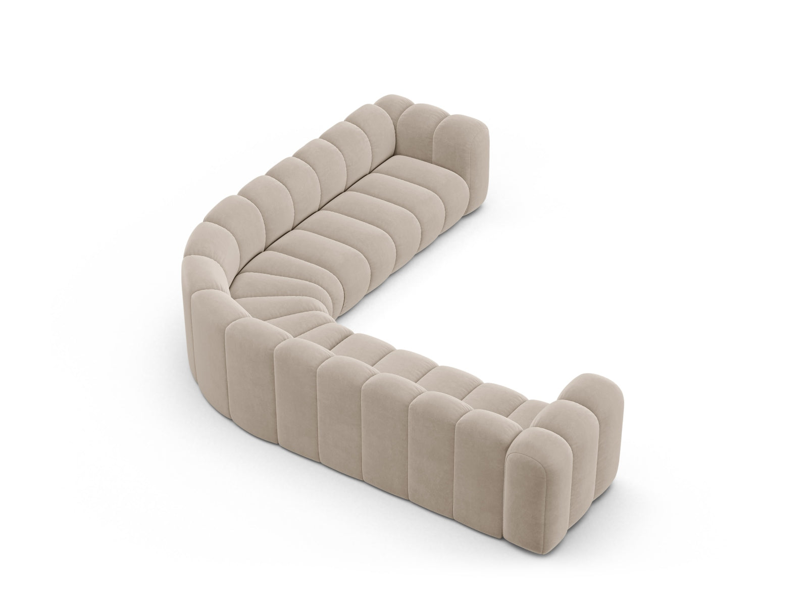 Lupine Velour Symmetrical modulares Ecksofa 5 Sitzer in Beige präsentiert im Onlineshop von KAQTU Design AG. Ecksofa ist von Micadoni